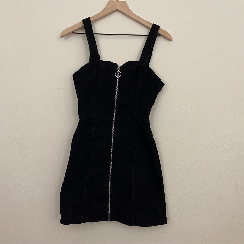 Black Denim Overall Dress